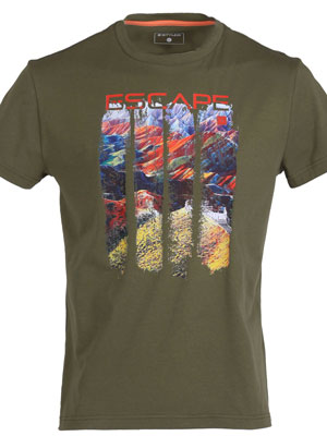 Blouse in khaki with escape print-96475-€ 27.56