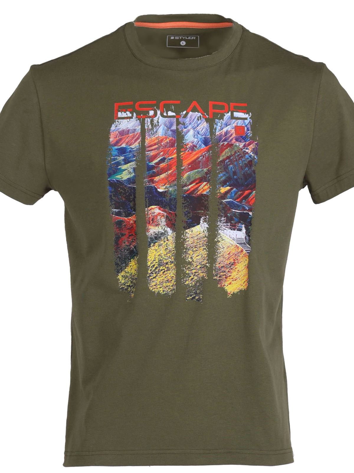 Tricou kaki cu imprimeu escape - 96475 € 16.31 img1