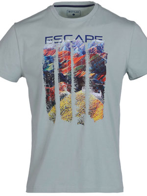 Μπλούζα σε χρώμα μέντας με στάμπα escape - 96476 - € 27.56