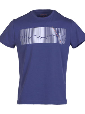 Κοντομάνικη μπλούζα σε μπλε χρώμα με ρίγ-96481-€ 27.56