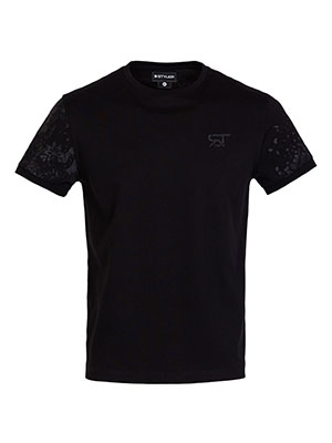 Tshirt in black with flower print-96487-€ 32.62