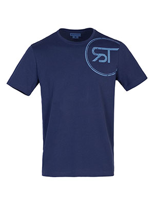 Mens dark blue blouse with contrast prin - 96503 - € 27.56