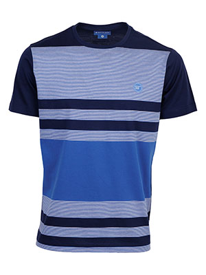 Ανδρικό μπλε ριγέ μπλουζάκι - 96509 - € 27.00