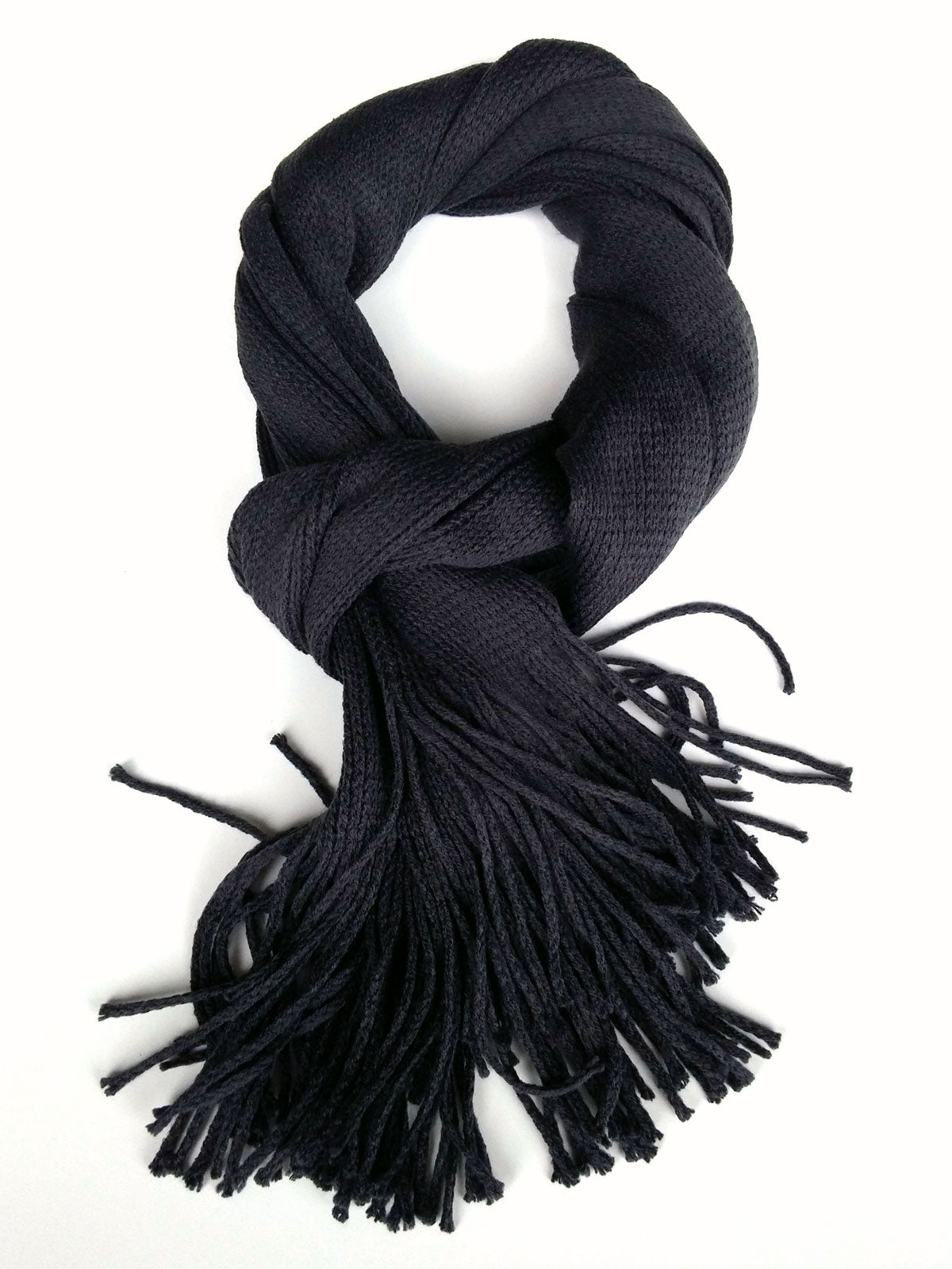 Тъмно сив памучен шал с ресни