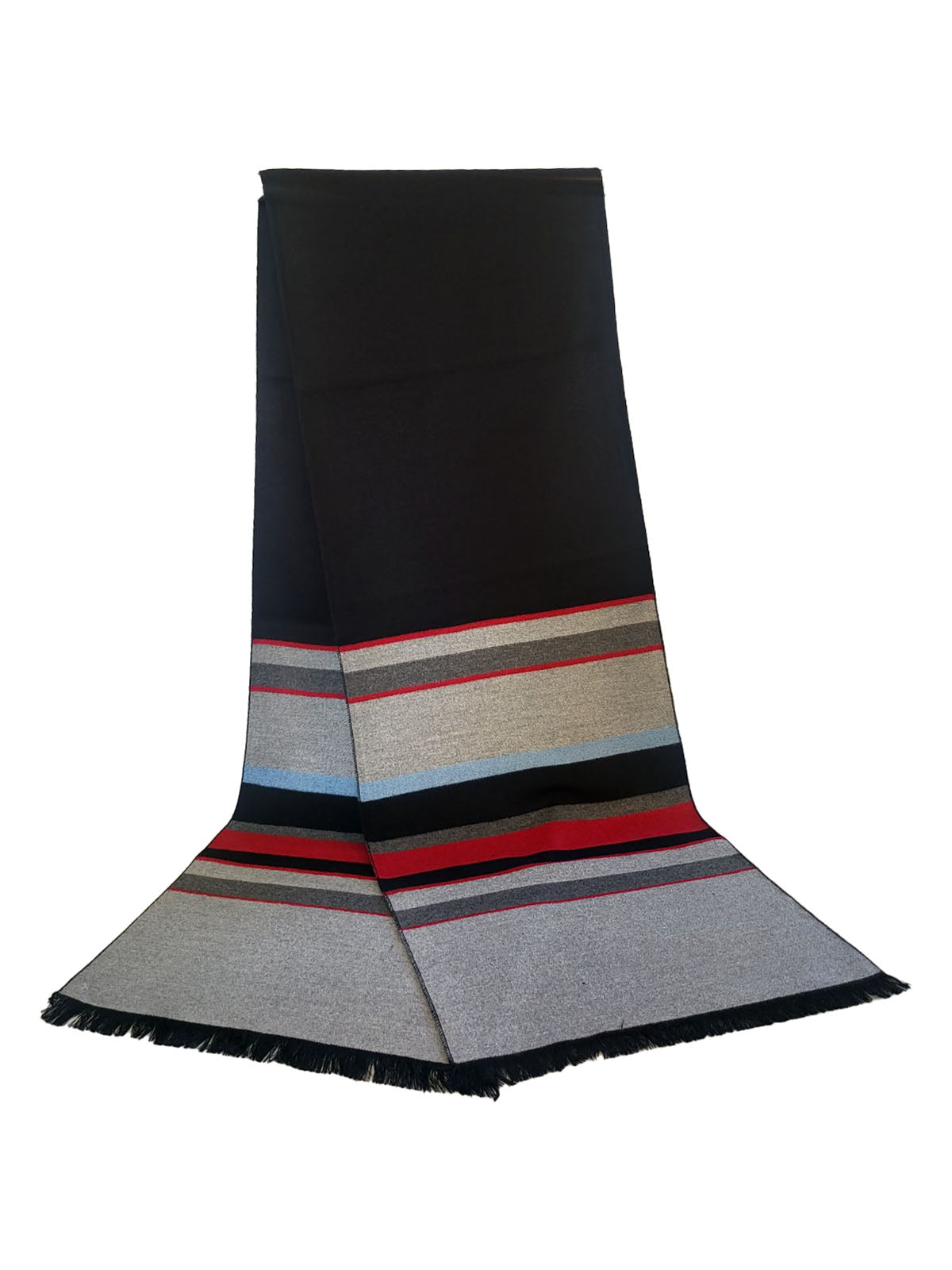 Шал в черно с цветно райе ЛУКС