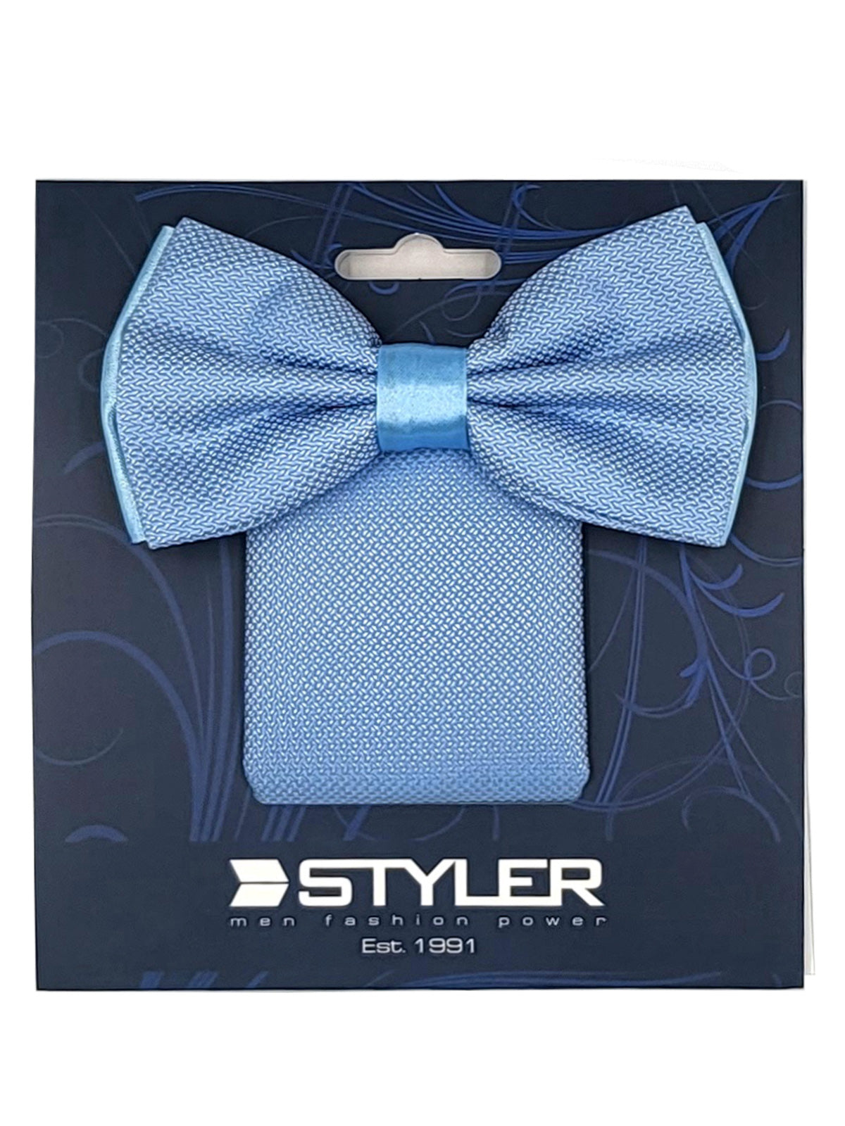 Кърпичка и папийонка светло синьо