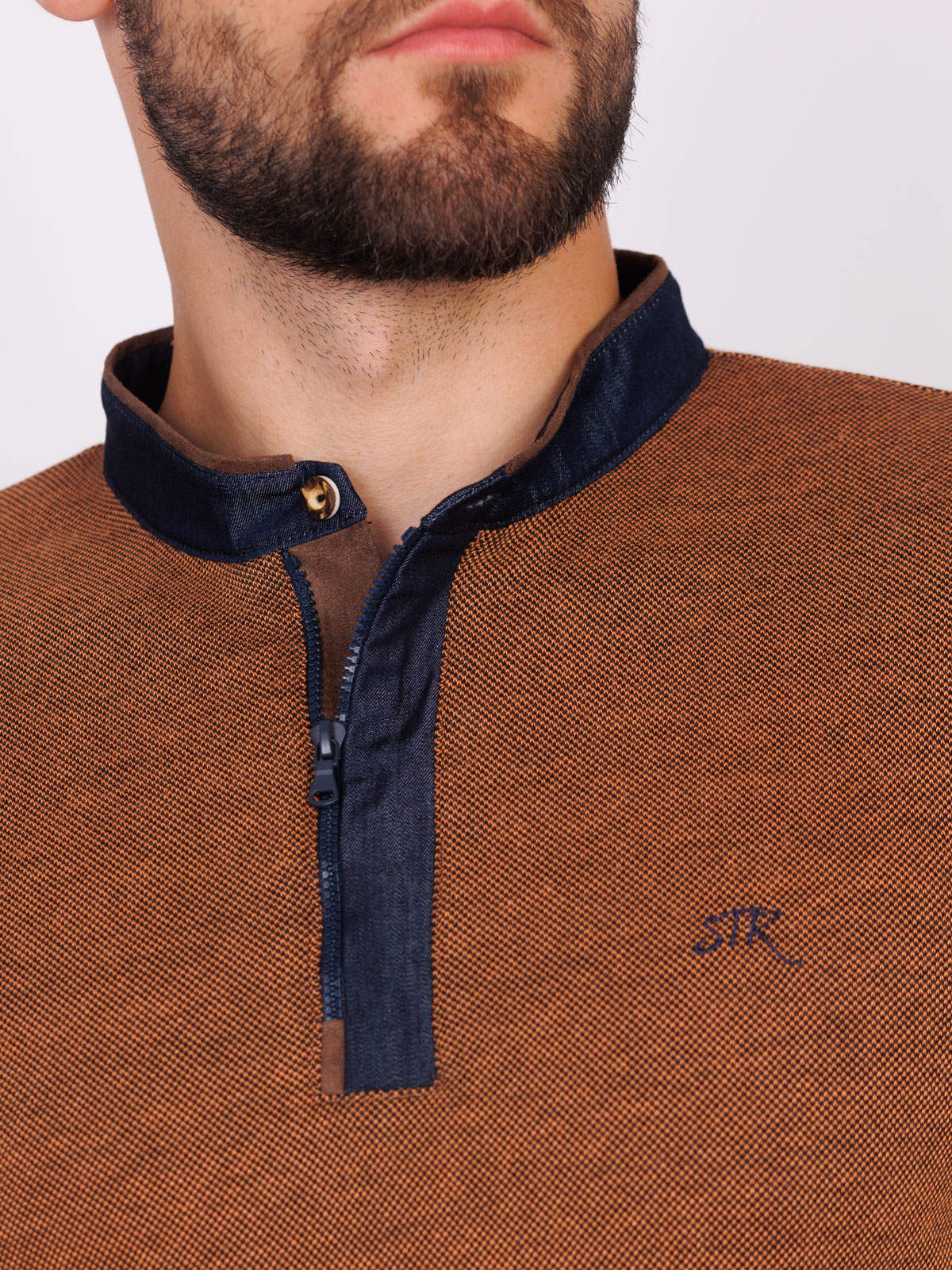 Мъжка блуза брик с яка с цип