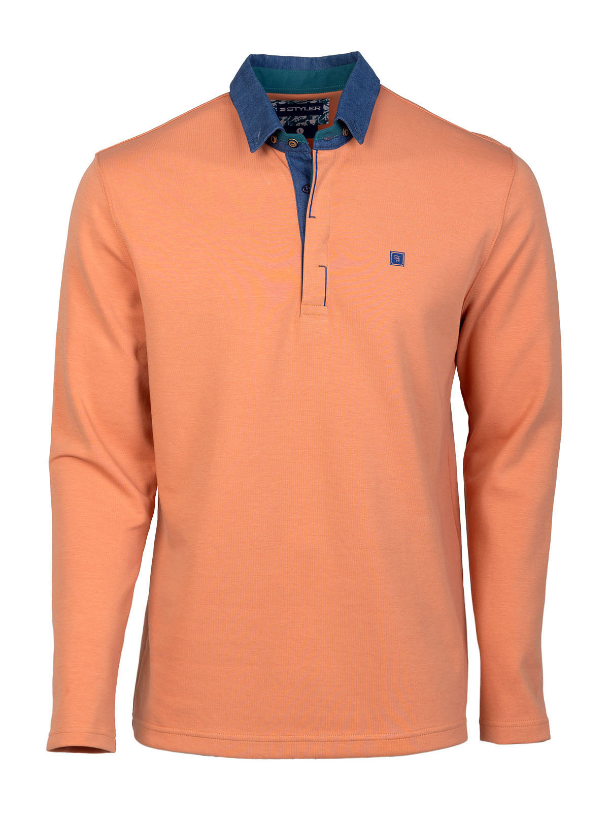 Блуза в прасковен цвят с дънкова яка