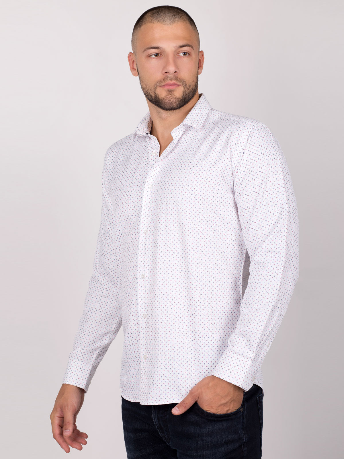 Мъжка риза с принт Велосипеди