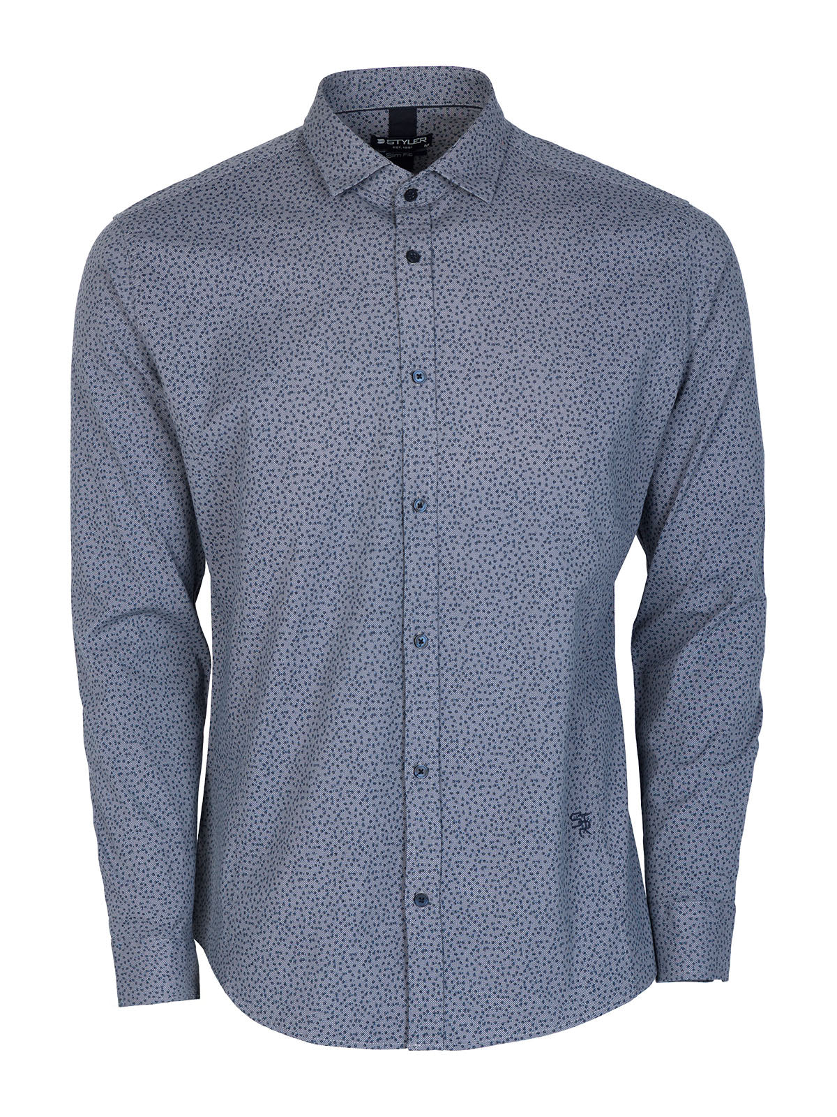 Риза в сиво със ситни фигури