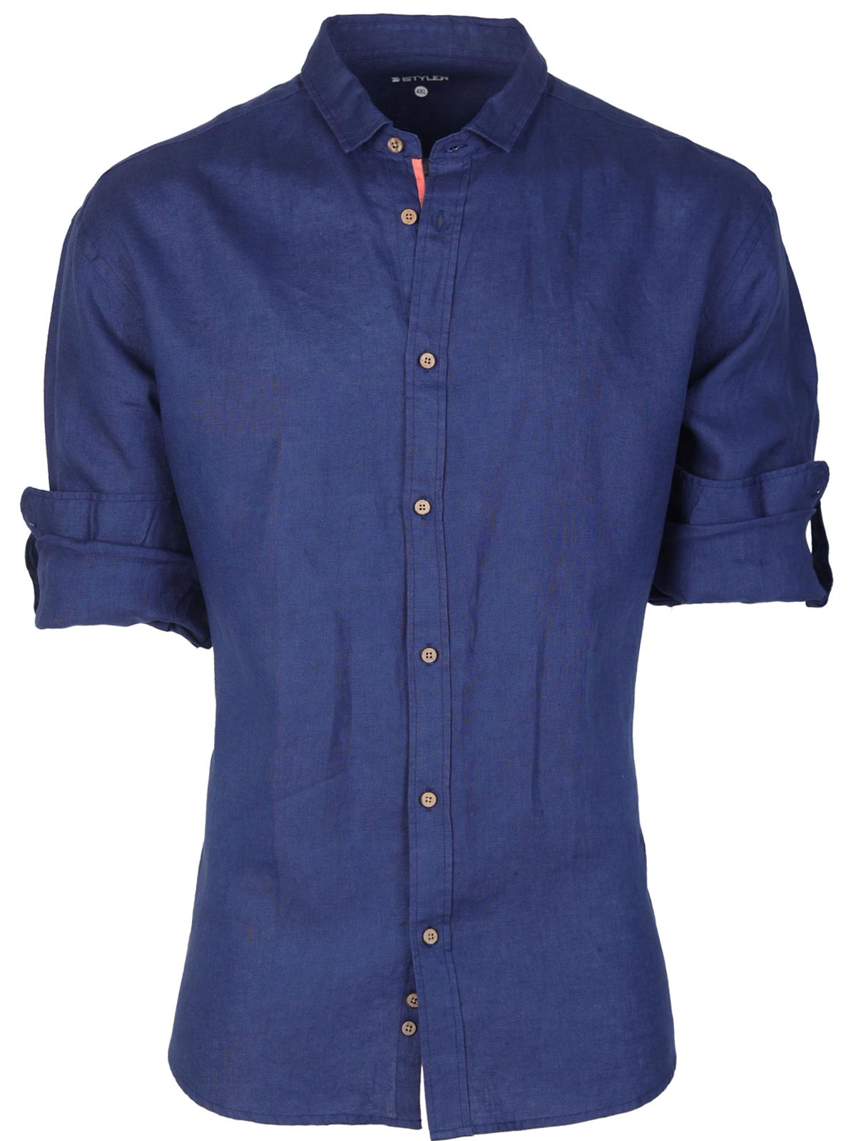 Тъмно синя ленена риза