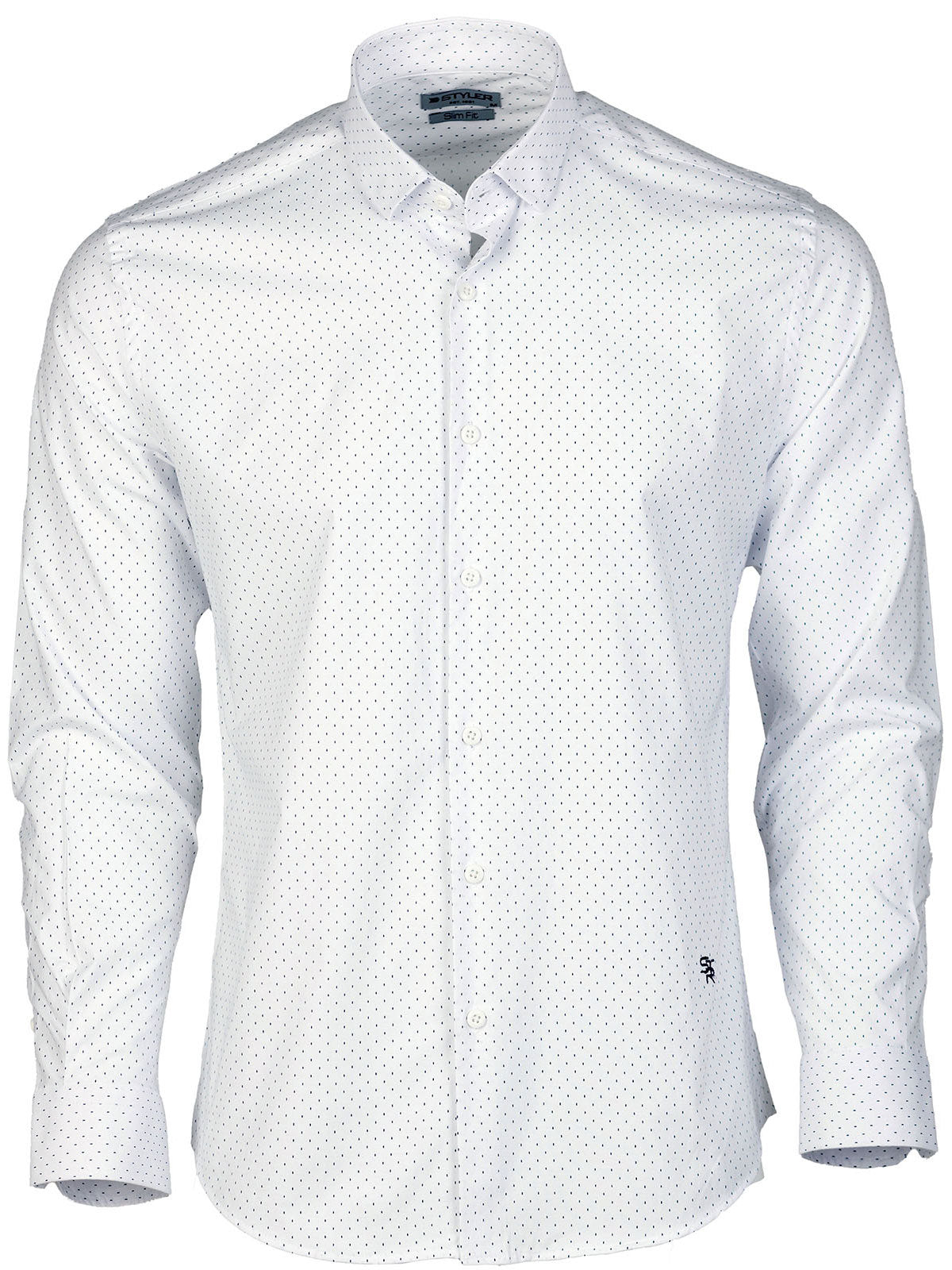 Бяла риза със сини черти