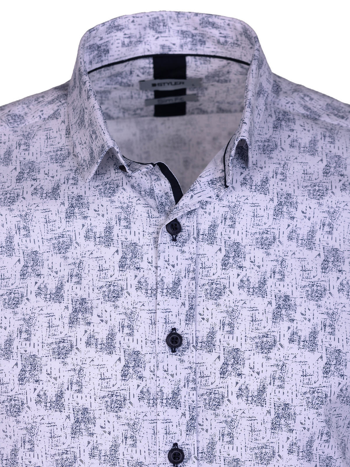 Мъжка бяла риза с ефектен дизайн