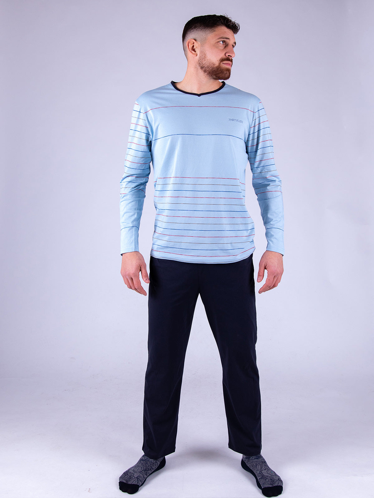 Мъжка пижама от мек памучен плат