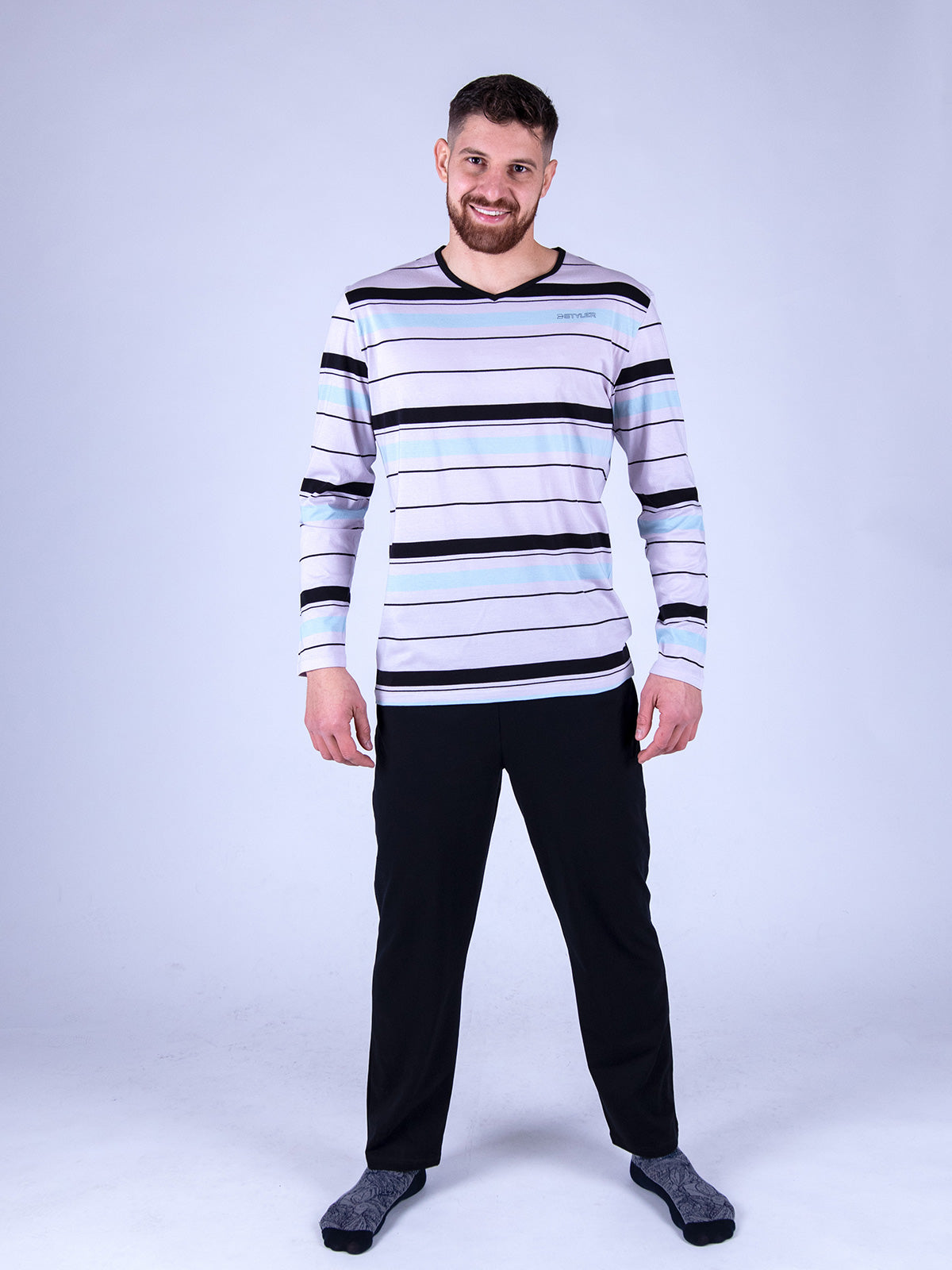 Mъжка пижама от мерсеризиран памук