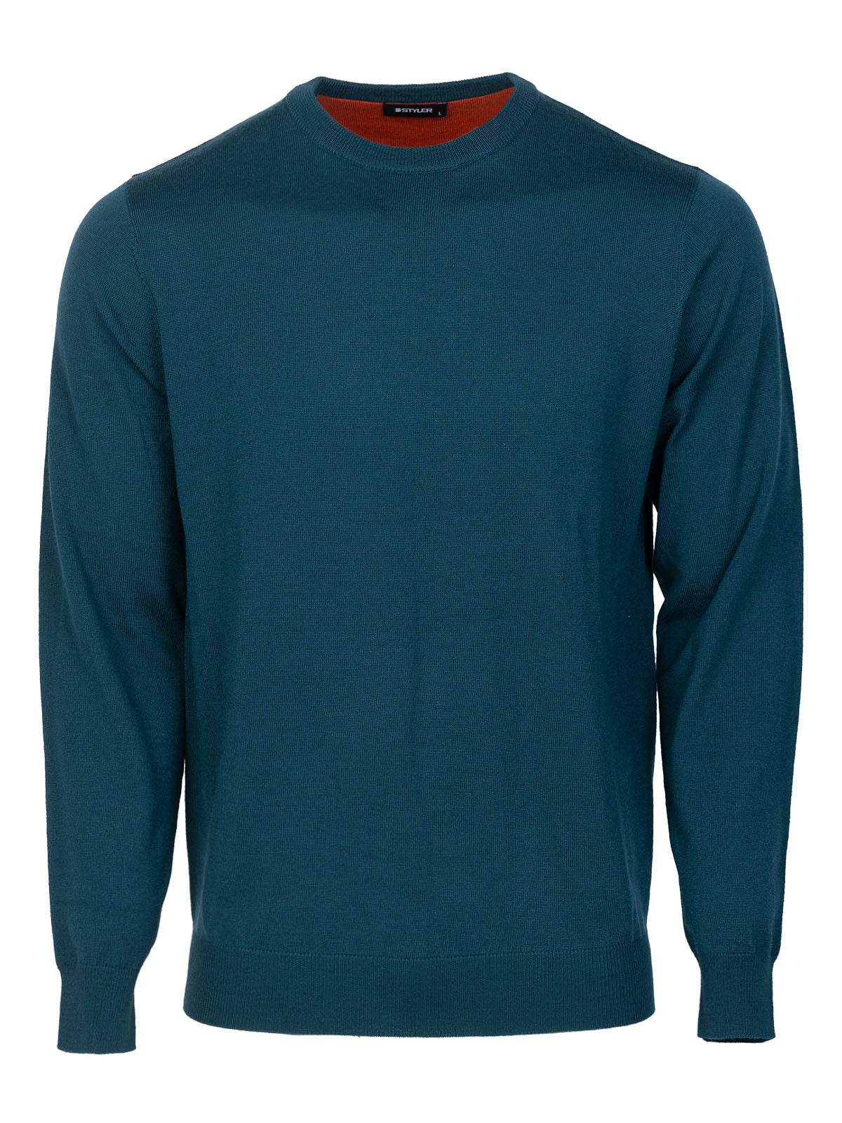 Мъжки пуловер в петролено зелено