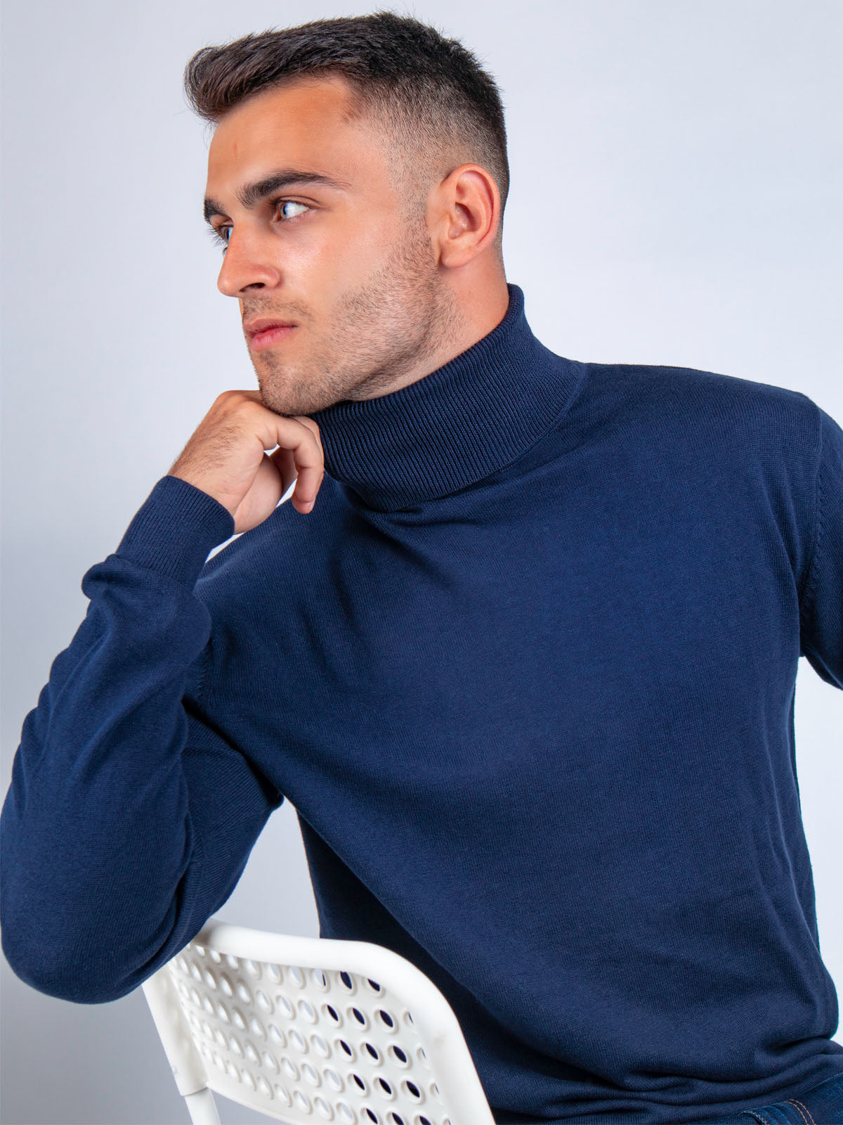 Тъмно синьо памучно поло