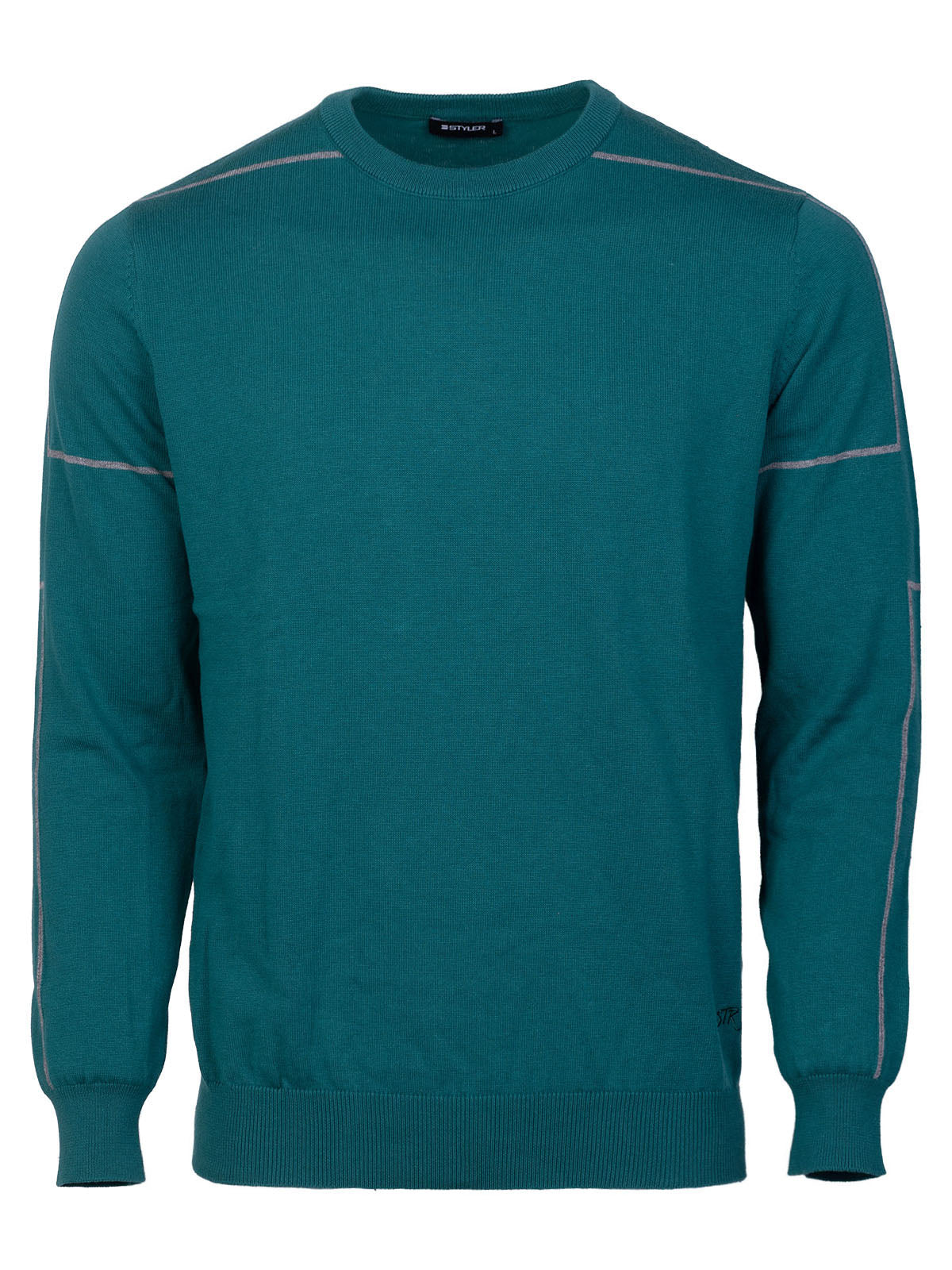 Блуза в тюркоаз със сиви линии