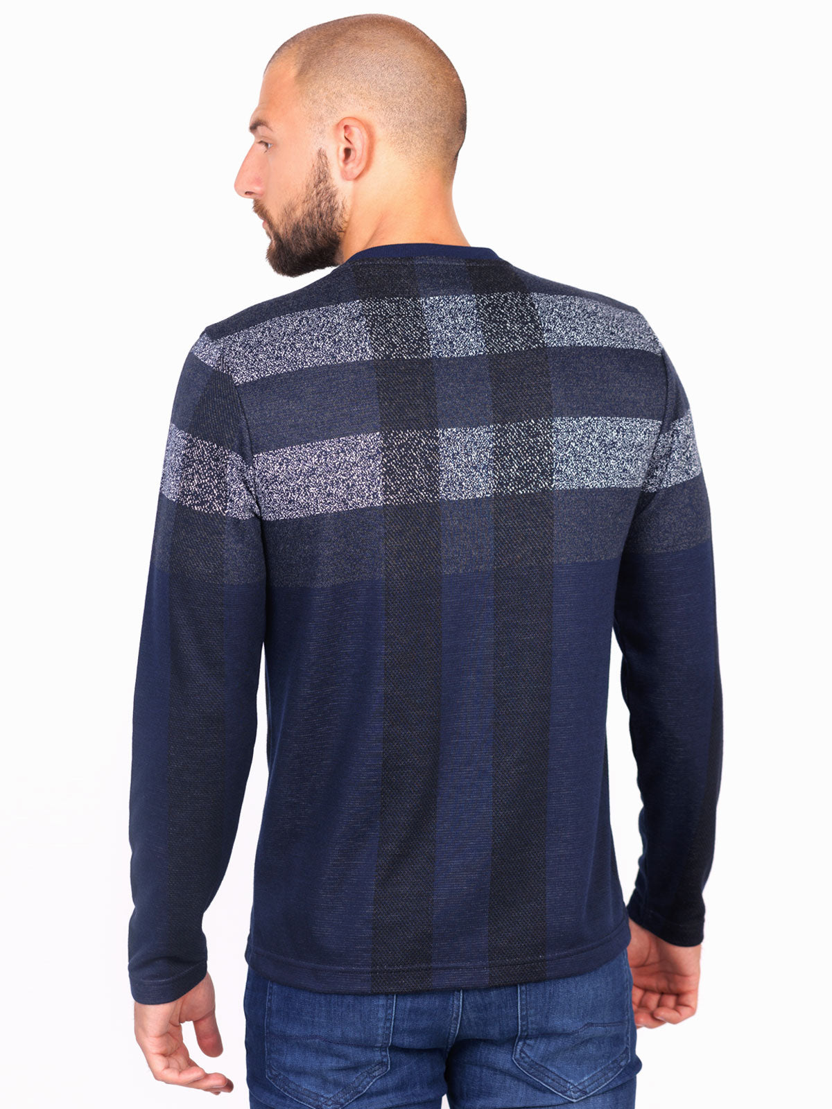 Мъжка блуза с бели и черни ленти