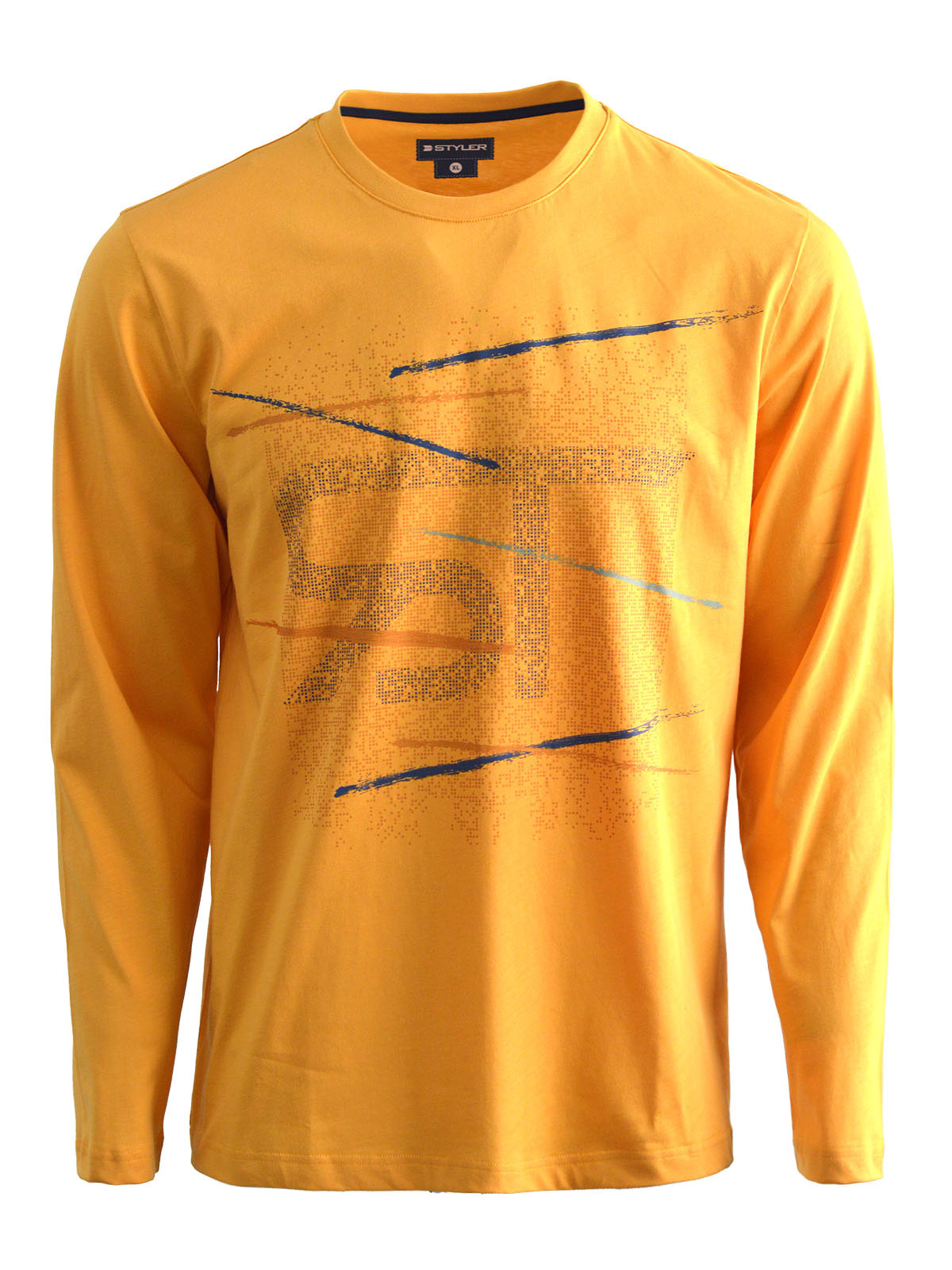 Блуза в жълто с цветен принт