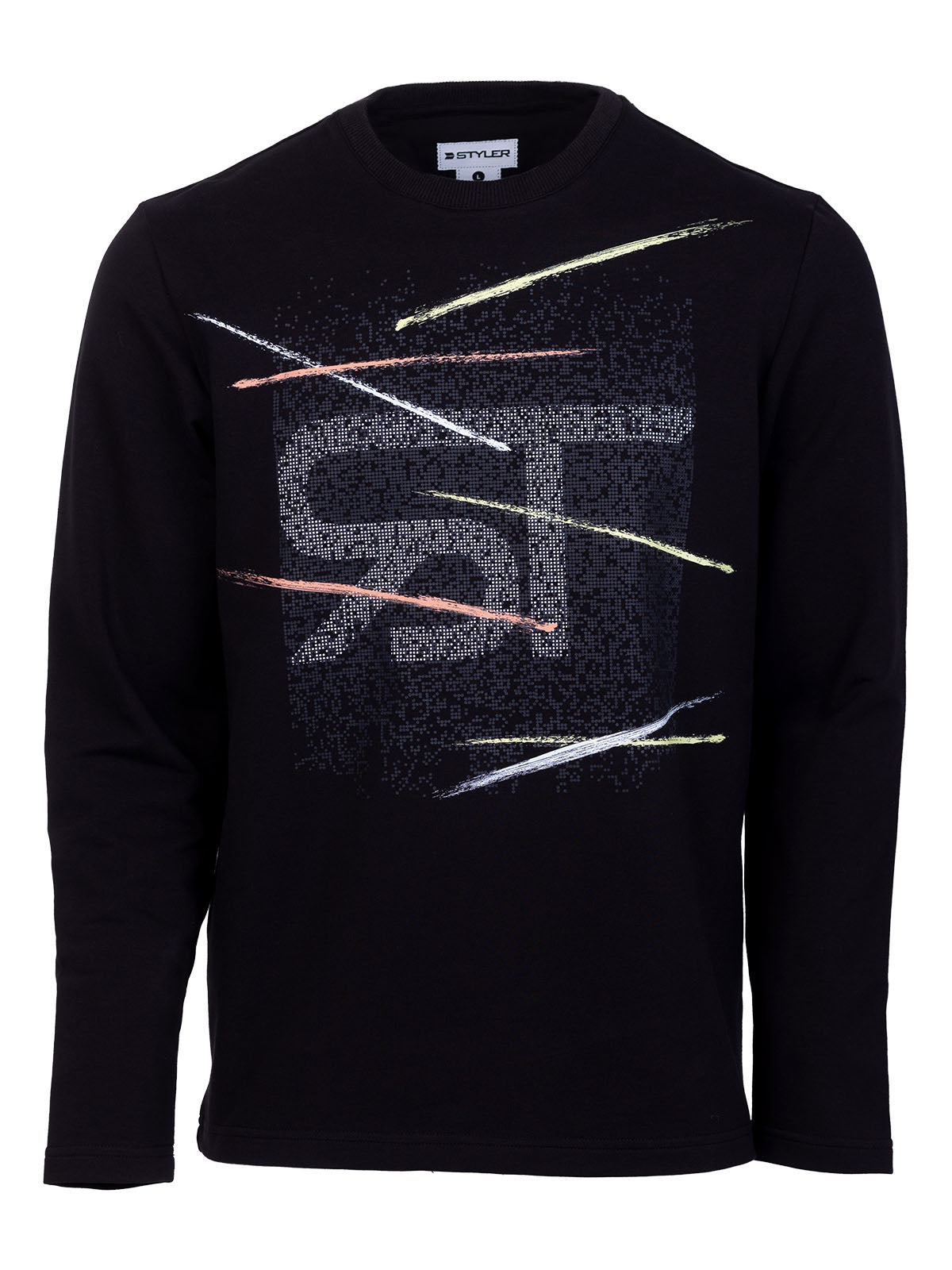 Блуза в черно с цветен принт