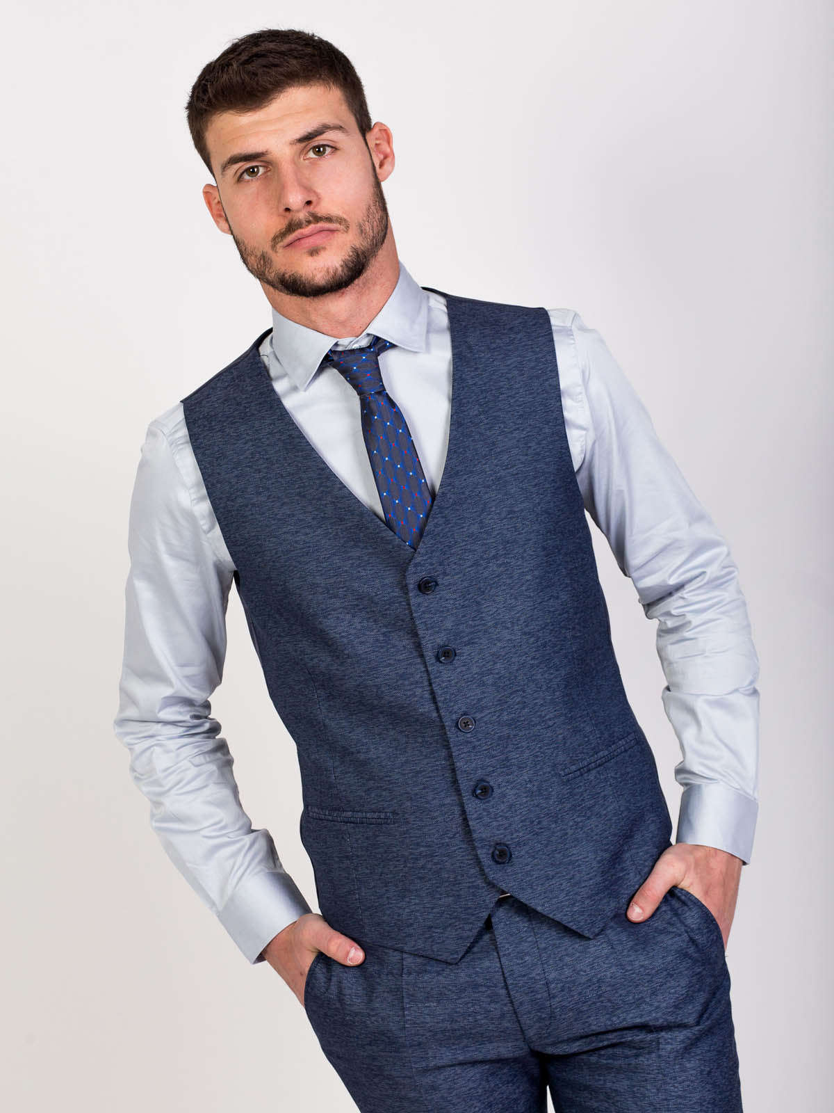 Елегантен елек в син меланж