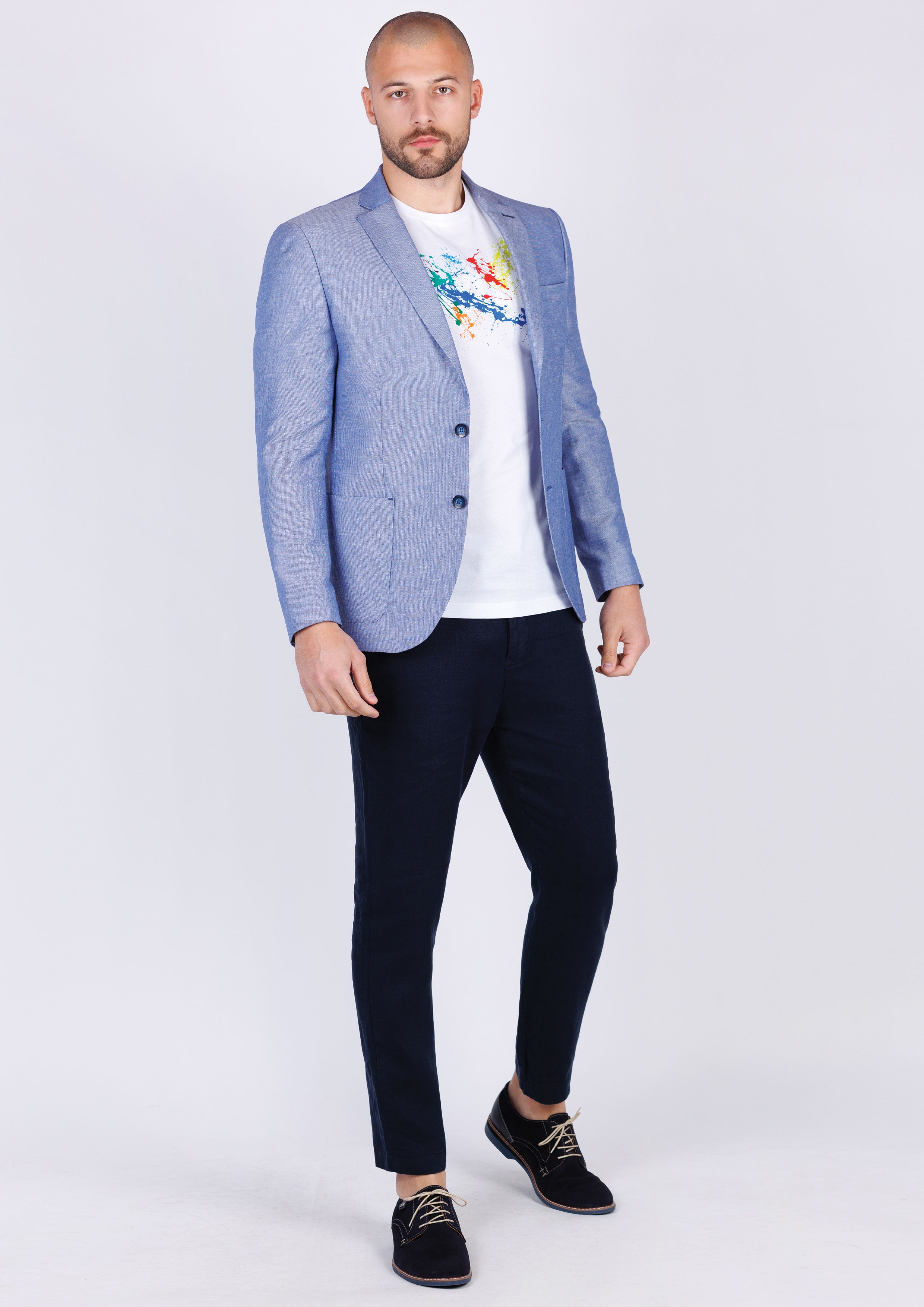 Мъжко ленено сако в синьо