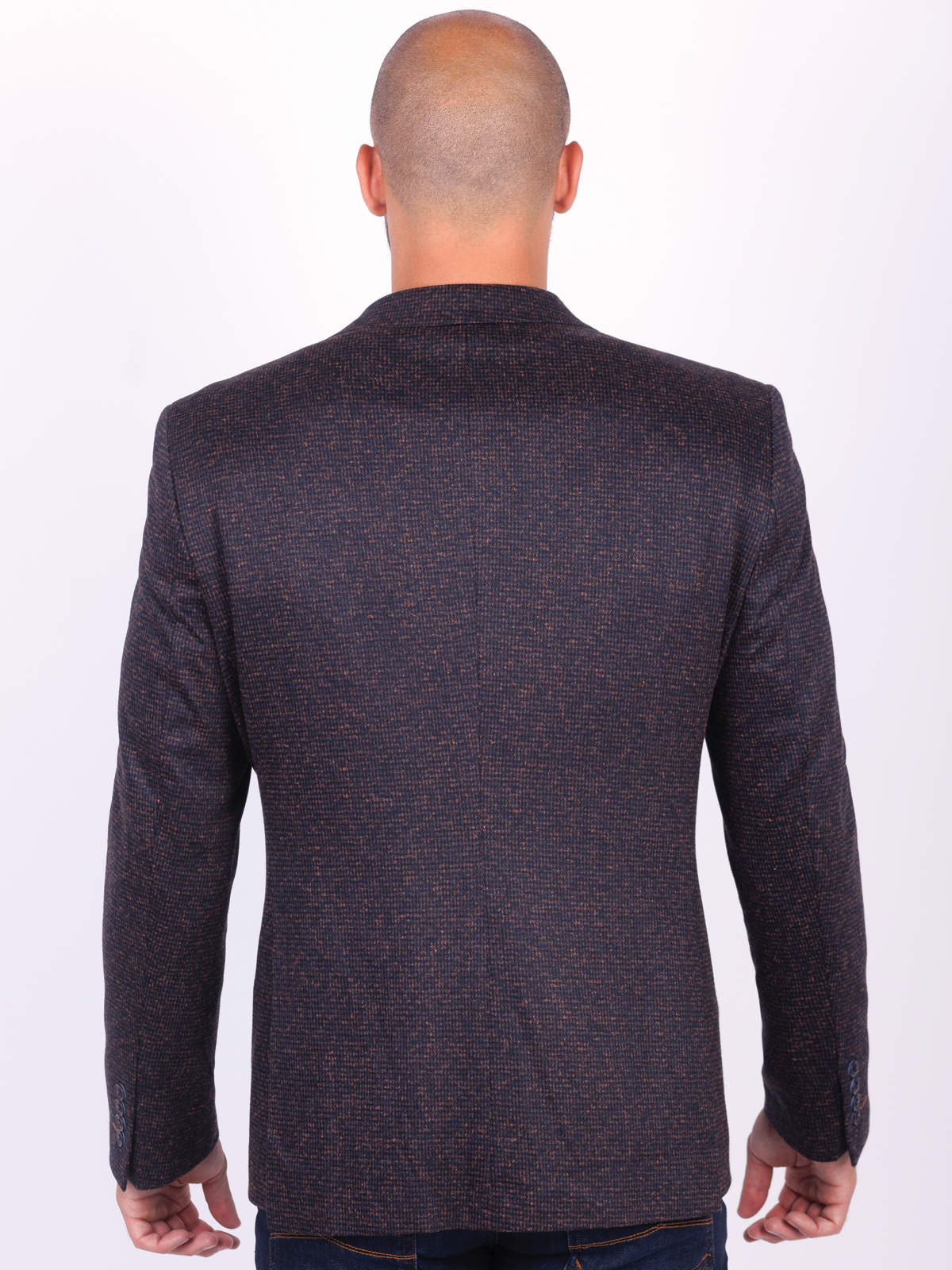 Мъжко сако синьо-оранжев меланж