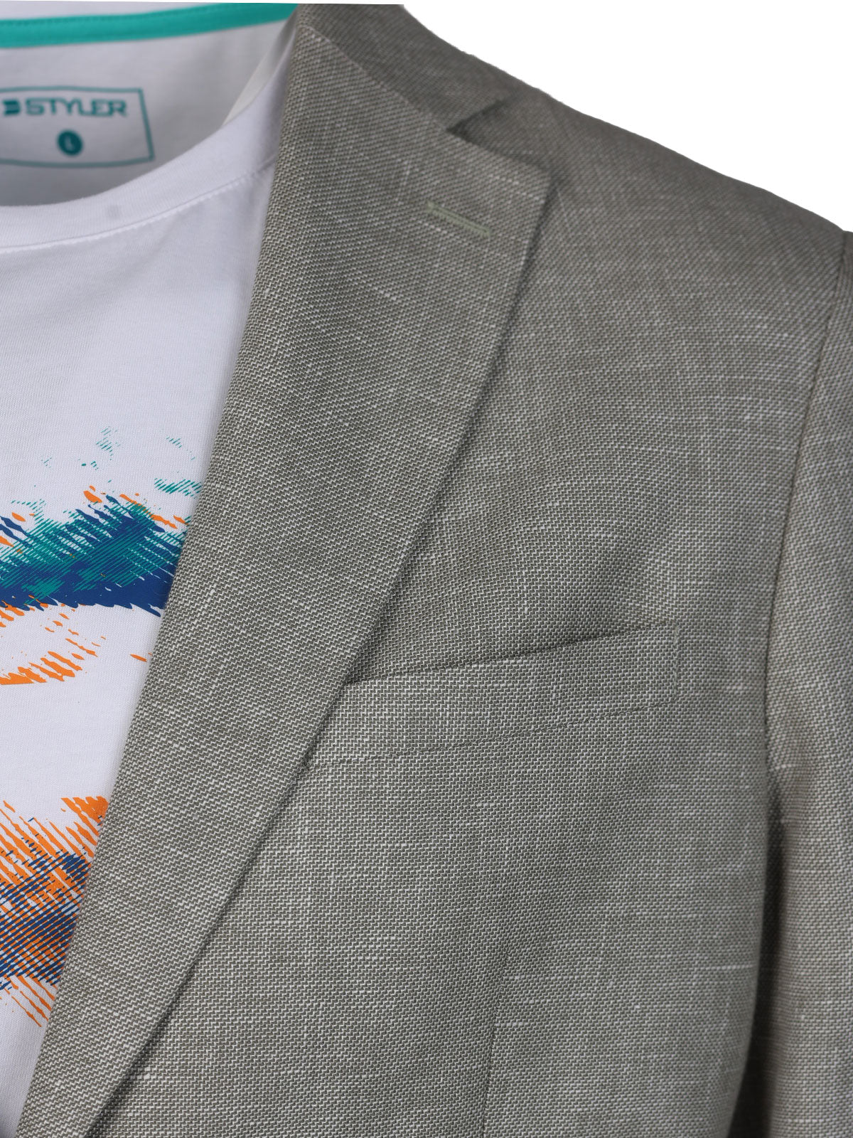 Сако лен в зелен меланж