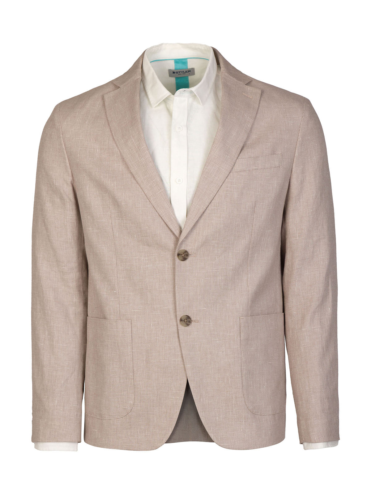 Бежово меланжирано ленено сако