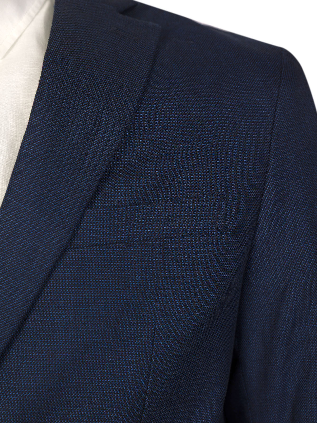 Тъмно синьо меланжирано ленено сако