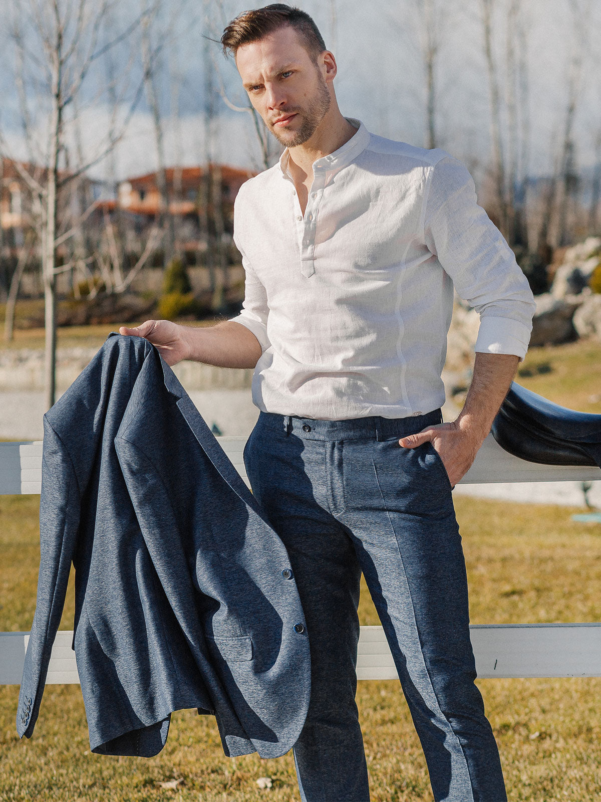 Елегантен панталон деним меланж