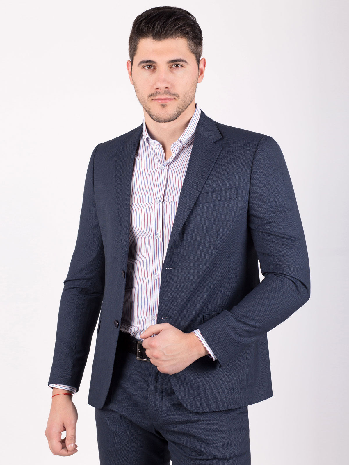 Сако Класик син клетка двое