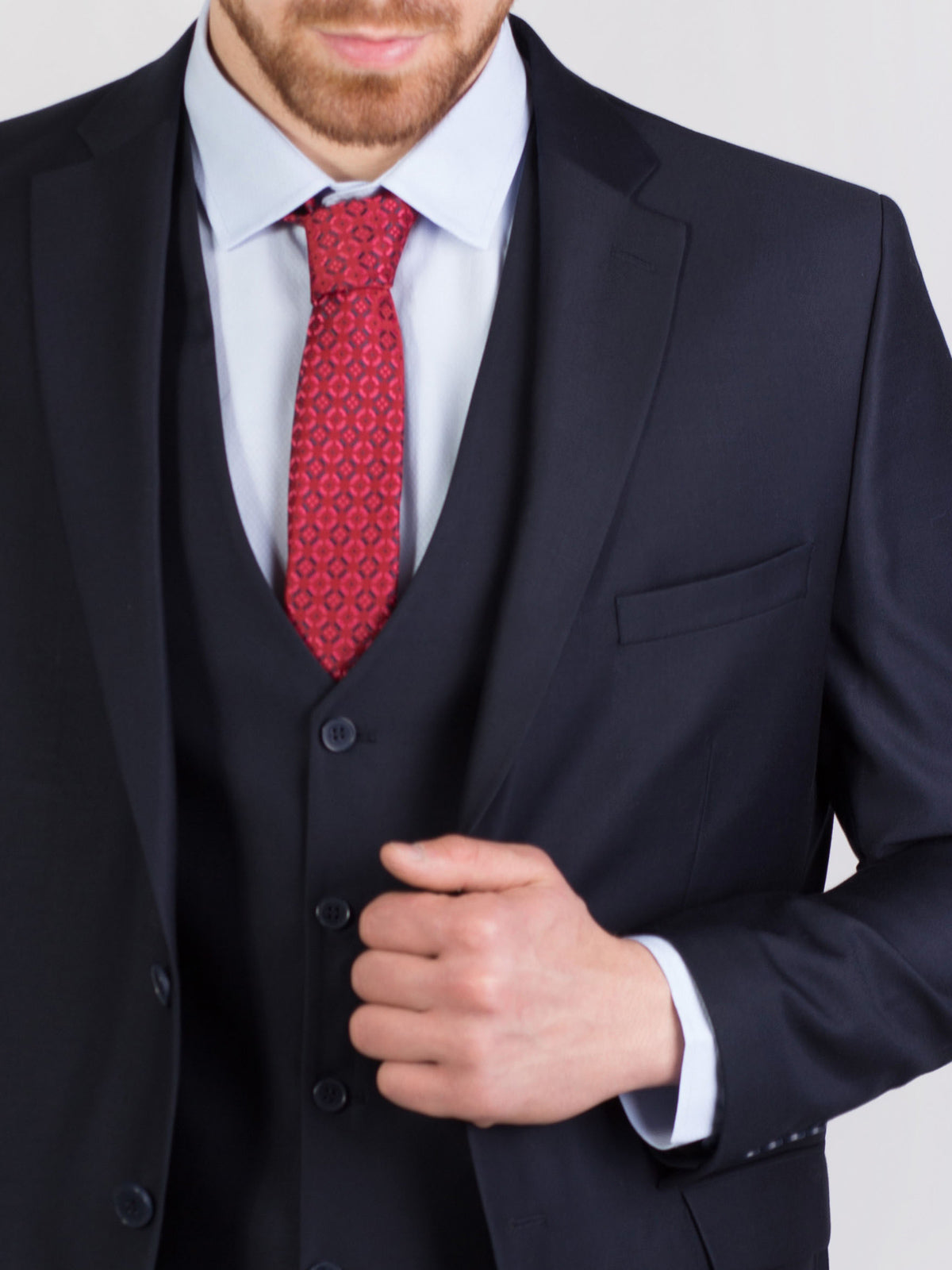 Вталено тъмно синьо класическо сако