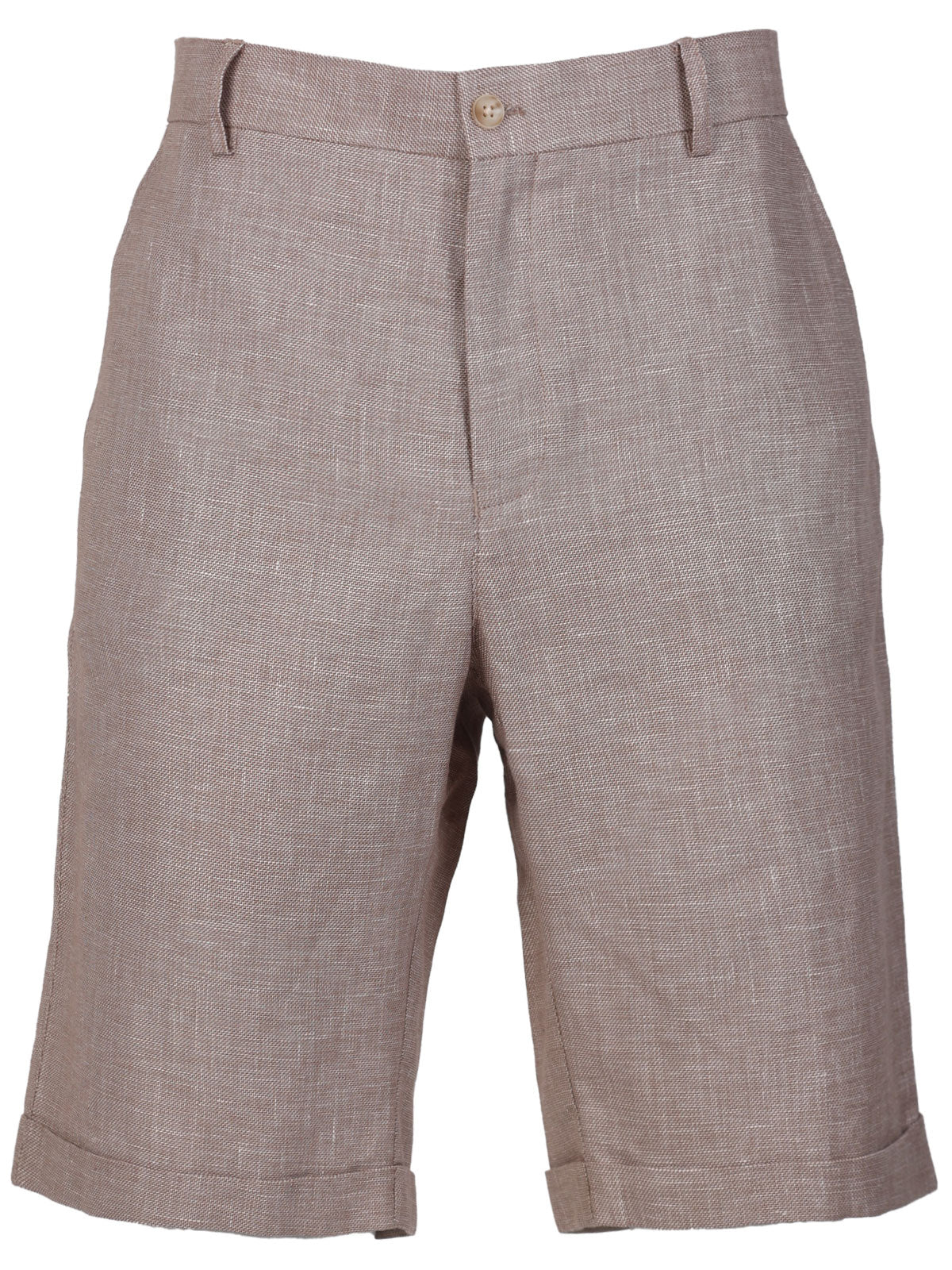 Ленен къс панталон в бежов меланж