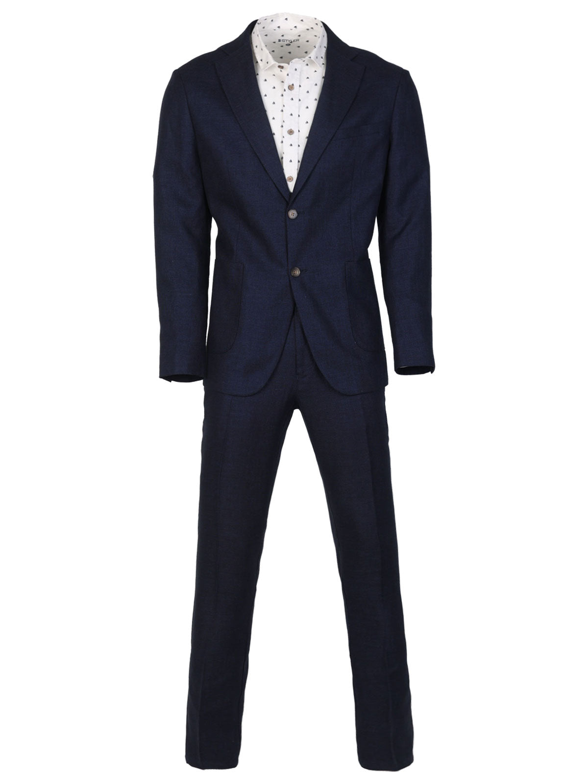 Костюм лен в тъмно синьо