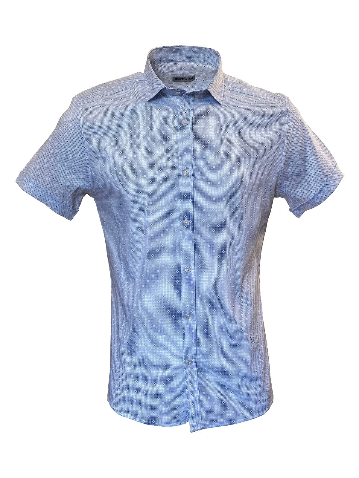 Риза с къс ръкав на сини фигури