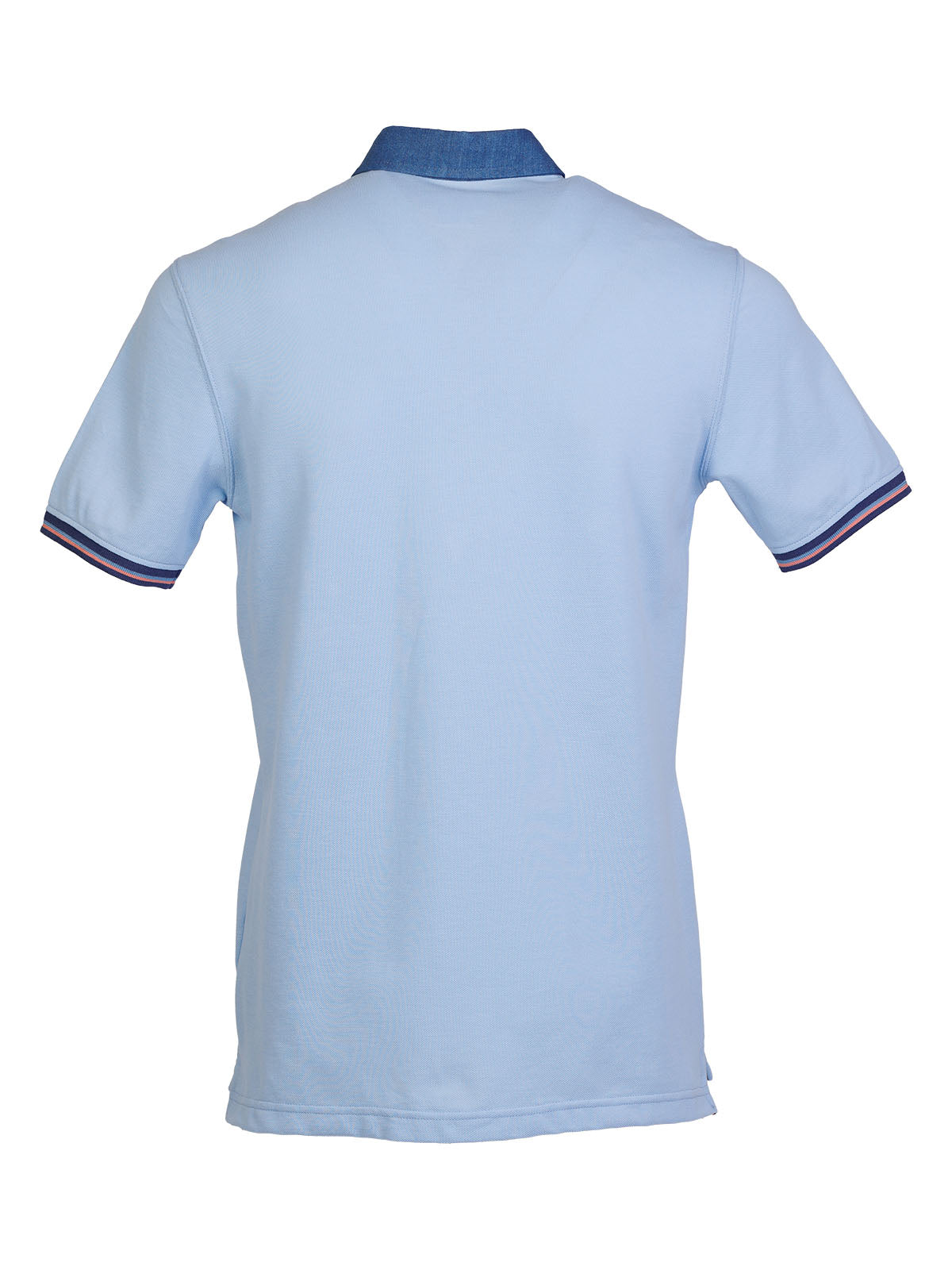 Мъжка тениска в синьо с дънкова яка