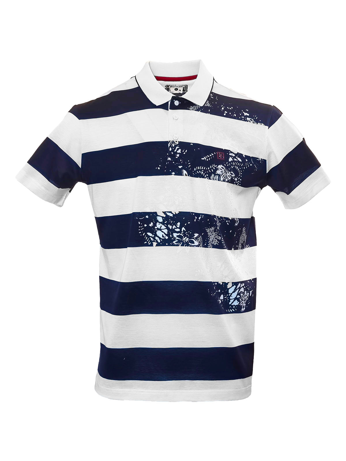 Мъжка тениска с бяло и синьо широко райе