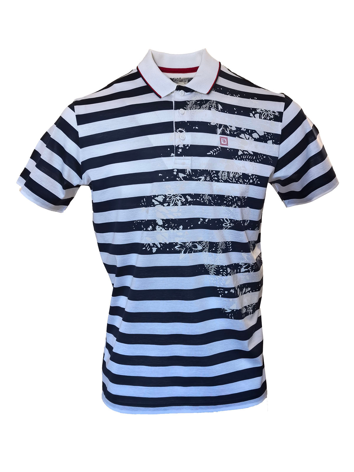 Мъжка тениска с бяло и синьо тясно райе