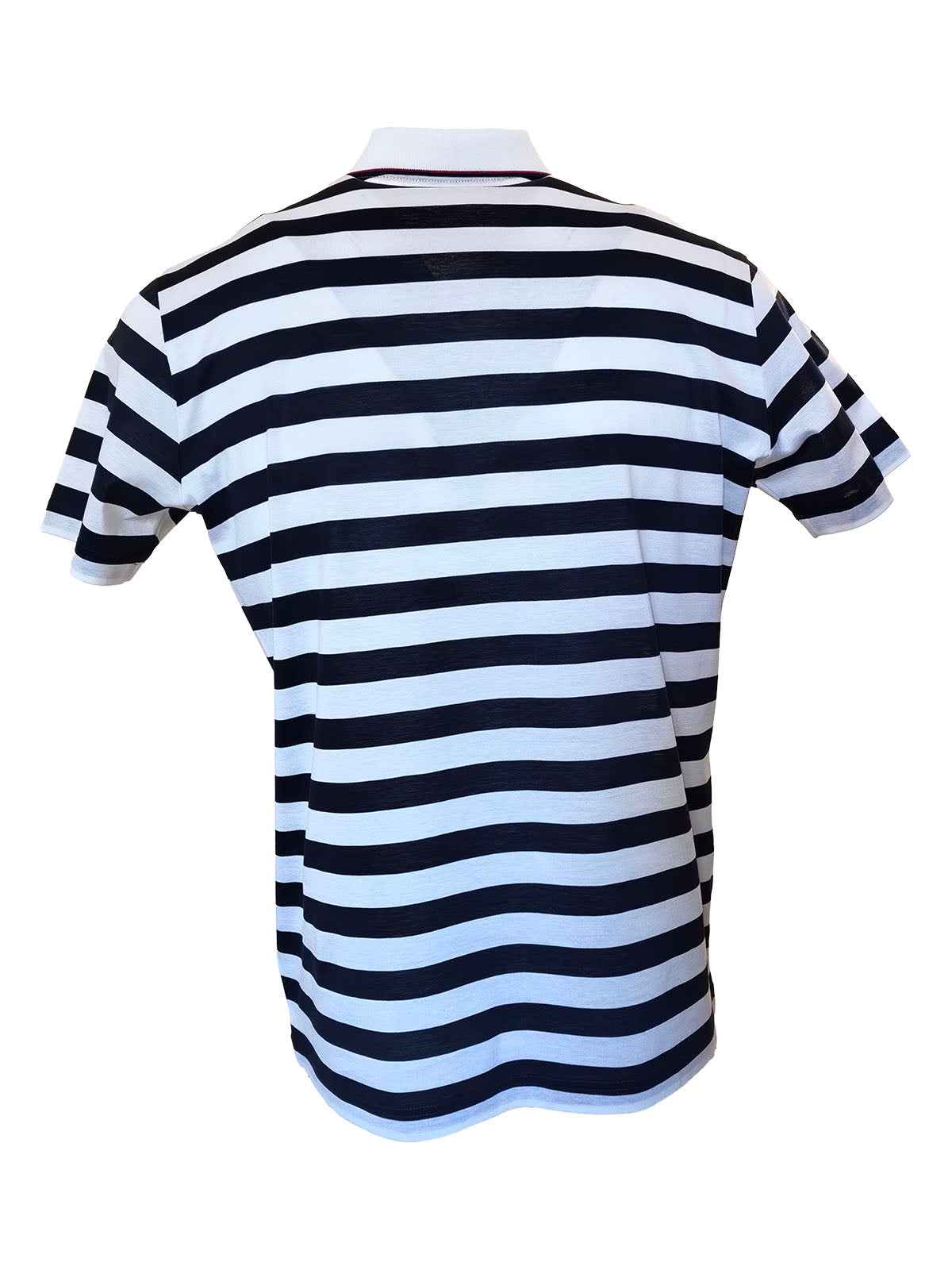 Мъжка тениска с бяло и синьо тясно райе