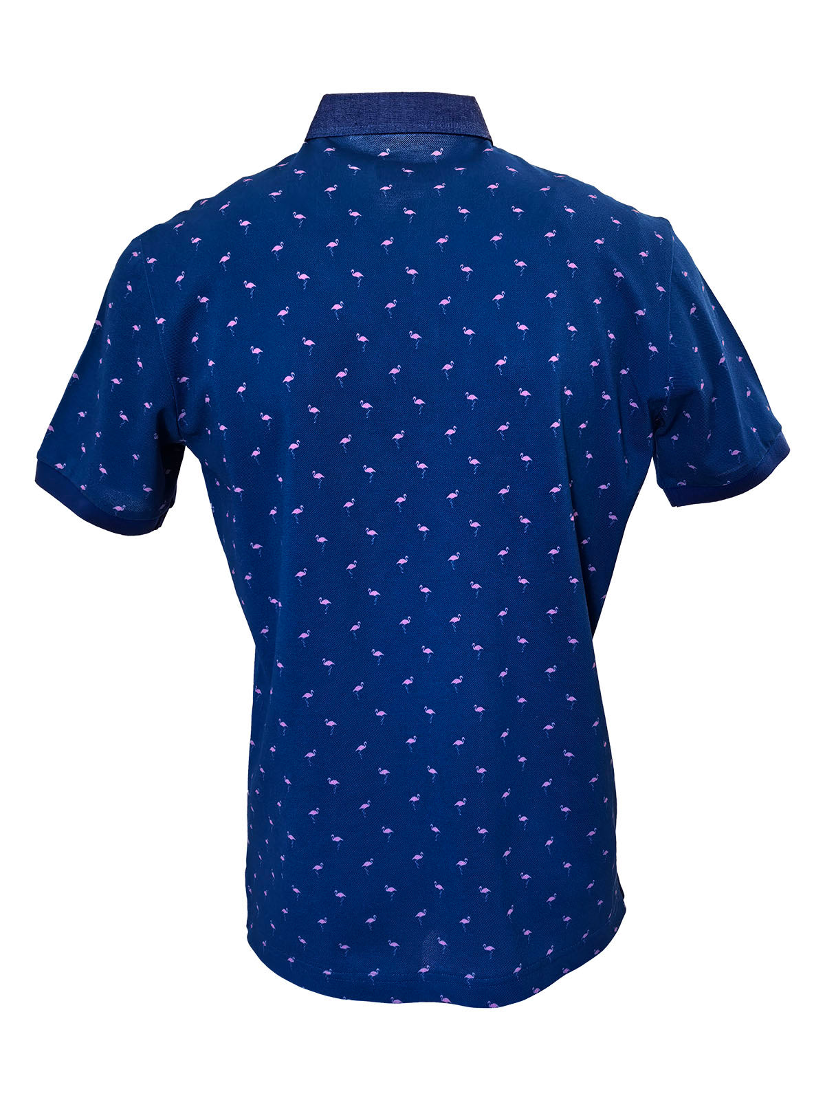 Мъжка тениска в тъмно синьо с фламинго