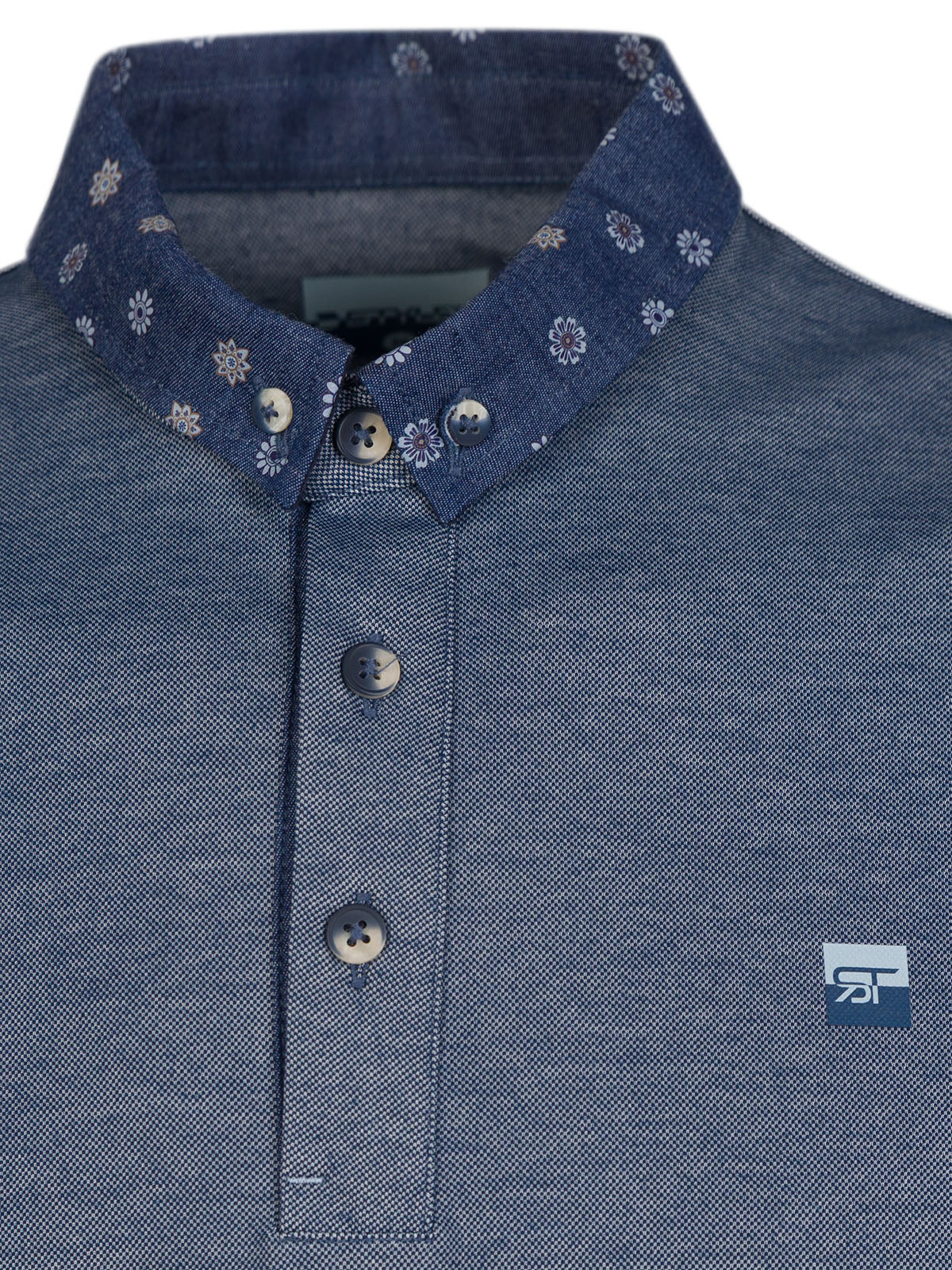 Мъжка деним тениска с дънкова яка