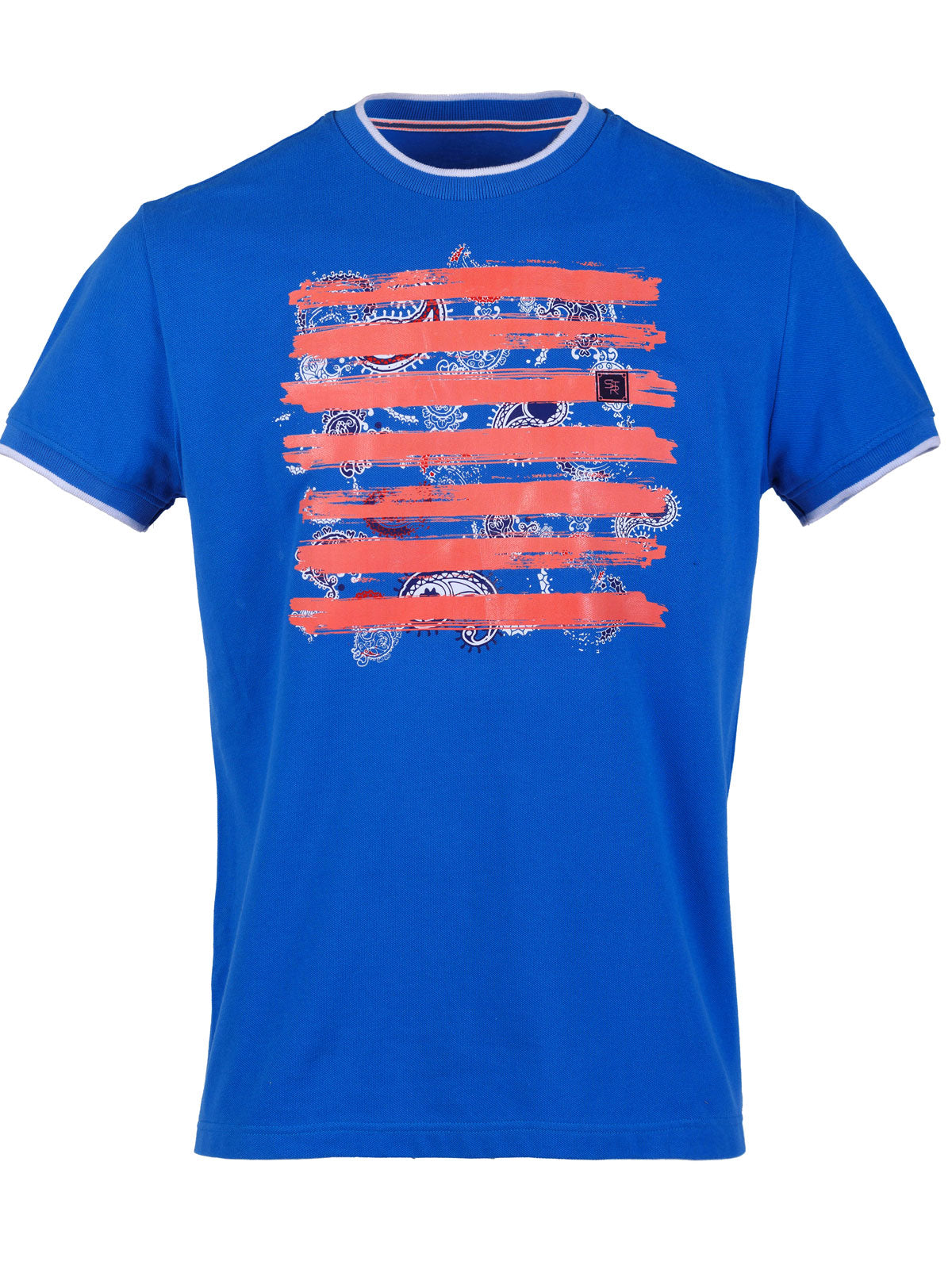 Мъжка тениска в синьо с печат пейсли