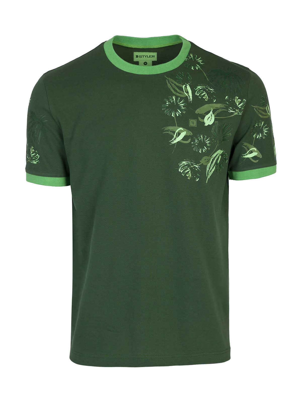 Тениска в тъмно зелено с печат