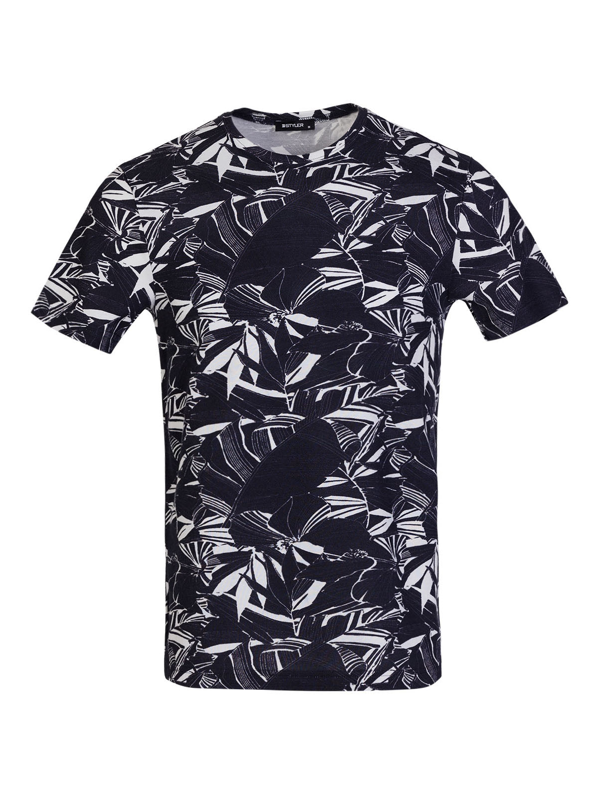 Тениска в тъмно синьо с ефектен дизайн