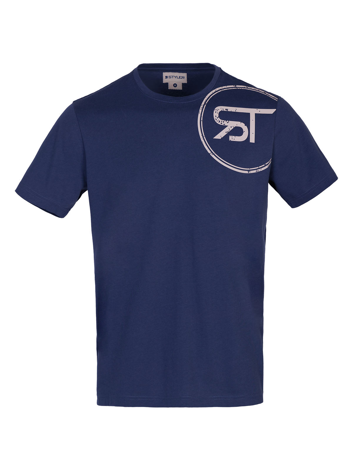 Мъжка тениска в деним с кръгъл печат