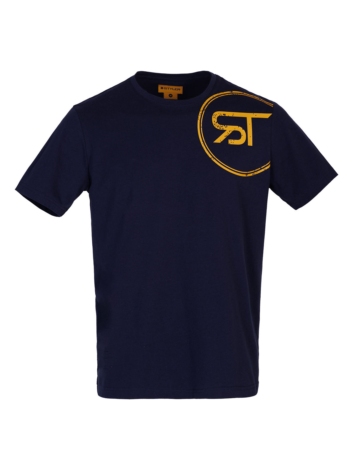 Мъжка блуза в тъмно синьо с кръгъл печат